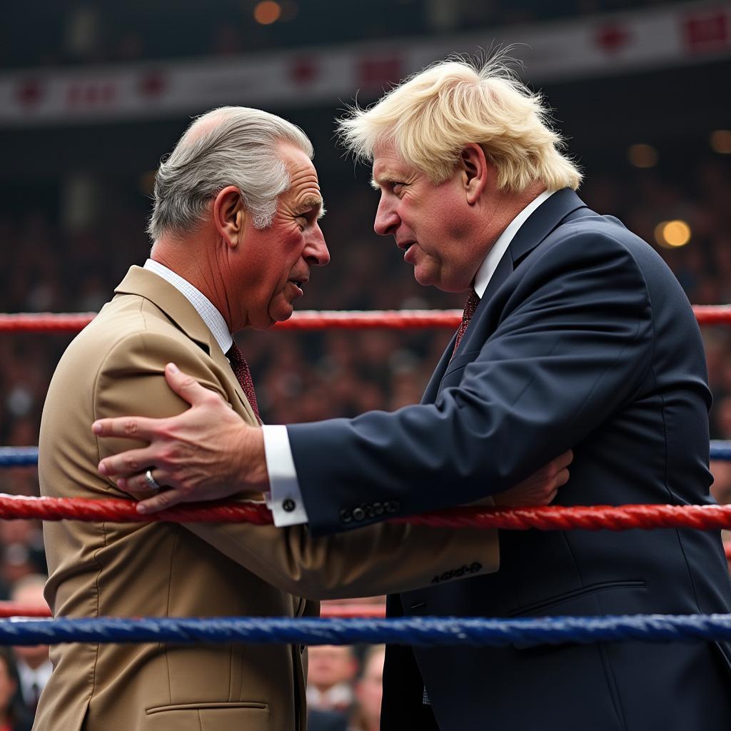 Prince Charles Wrestling Boris Johnson in WWE