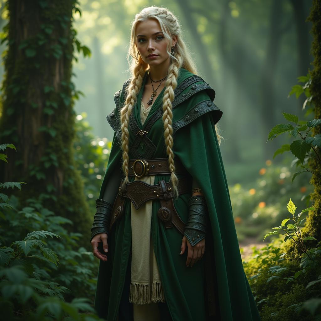 Blonde Braided Mage in an Enchanted Forest