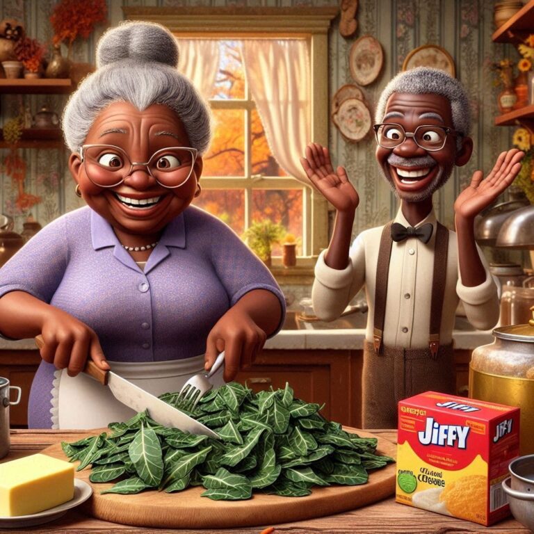 Smiling African American Granny Cutting Greens