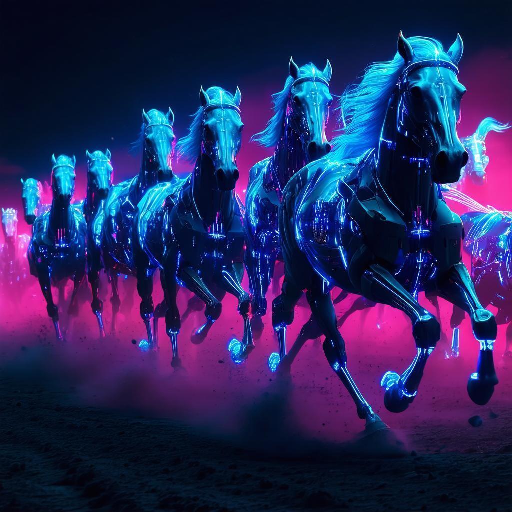 Neon Terminator Cavalry at Little Bighorn