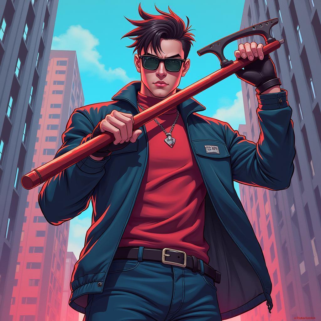 Anime Gordon Freeman Wielding His Crowbar