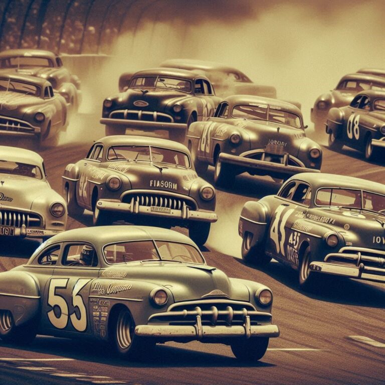 Vintage 1950 Stick Cars on Track