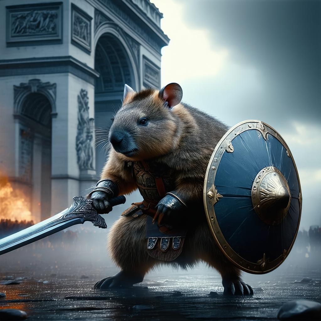 Warrior Wombat Guarding the Arc de Triomphe