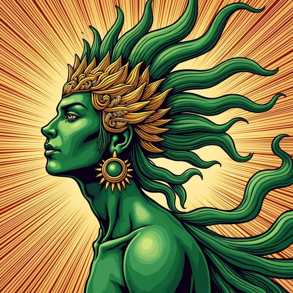 Radiant Green and Gold Manga Headdress