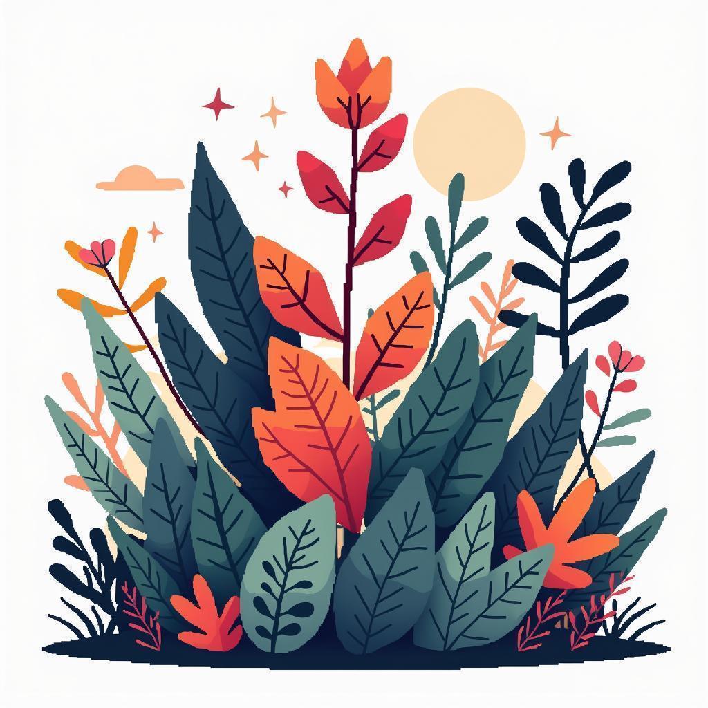 Retro Pixel Poster of Vibrant Plants