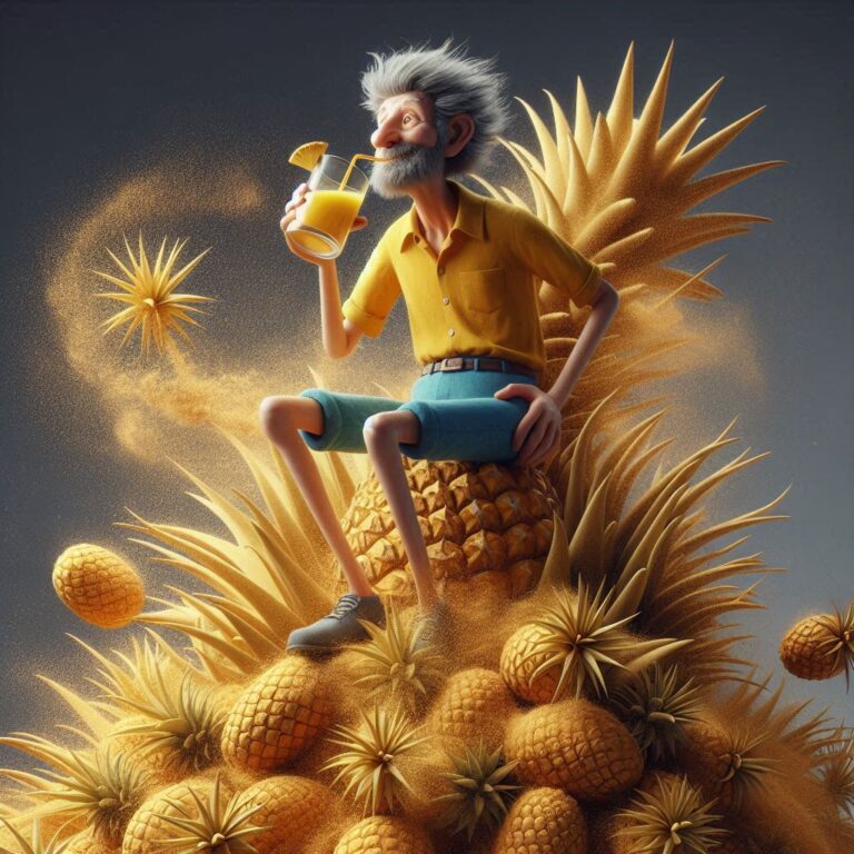 Cheerful Pineapple Seller Swirling Scene