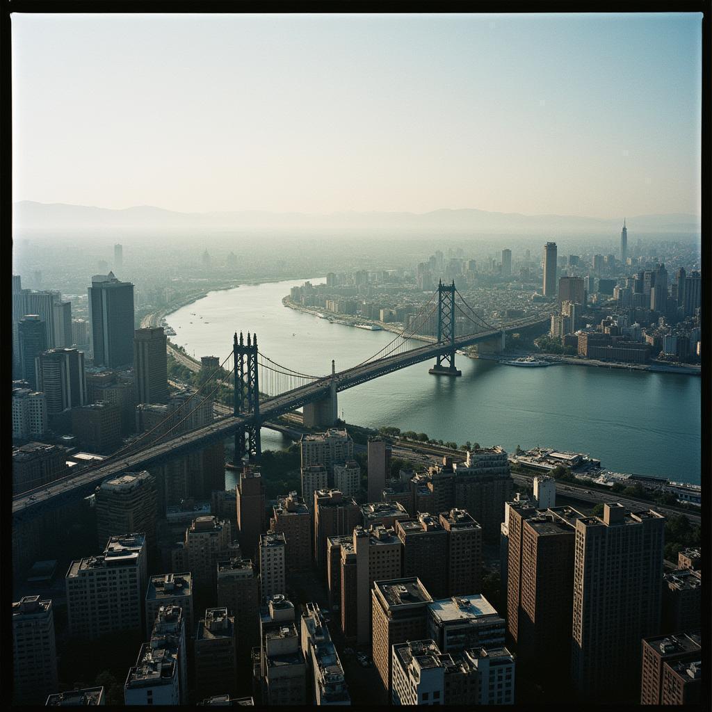 Bridge Between Two Cities in Deep Shadow