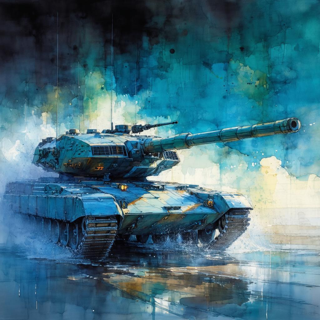 Watercolor Military Tank With Syd Mead Flair