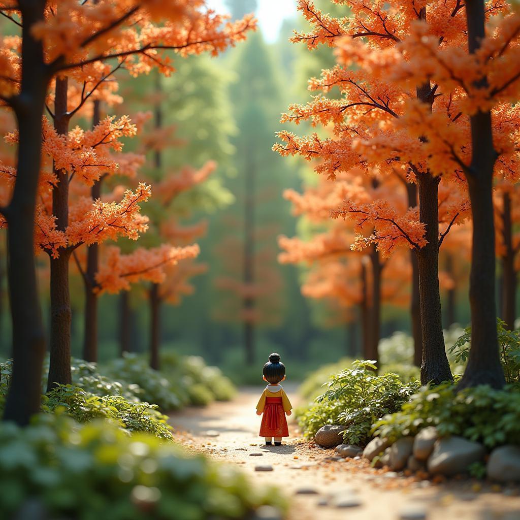 Stop Motion Figure in a Japanese Forest