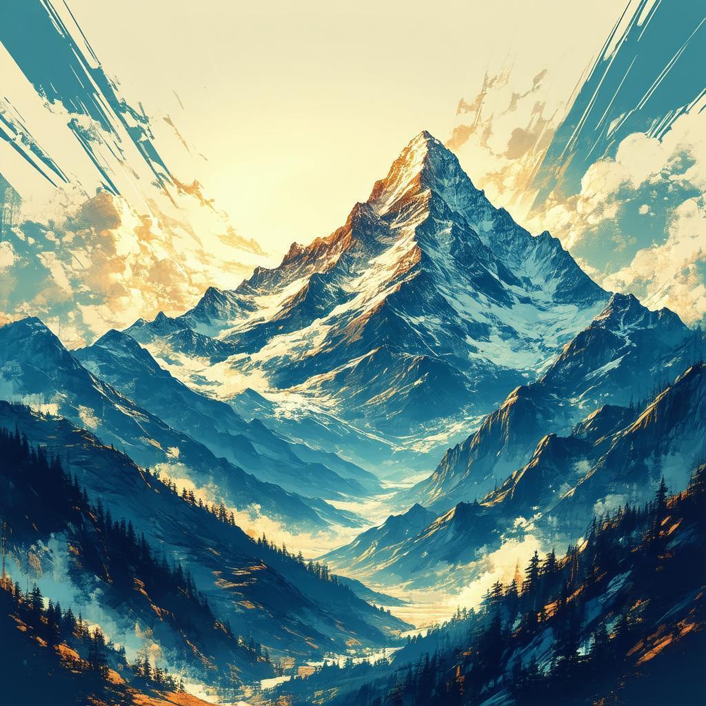 Golden Manga Mountain Under a Dramatic Sky