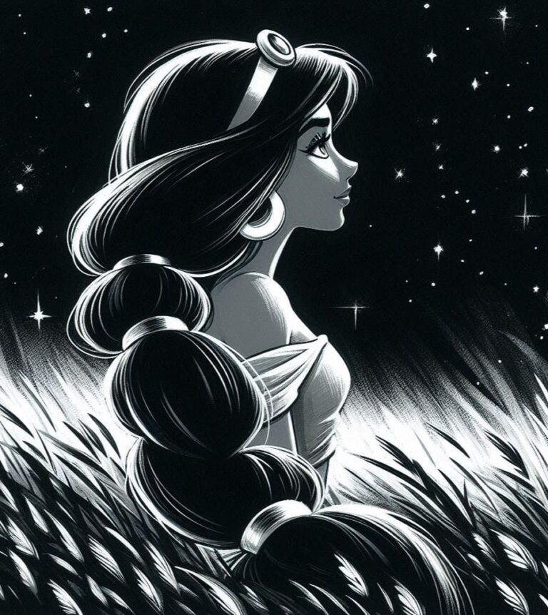 Princess Jasmine Gazing at Starry Sky
