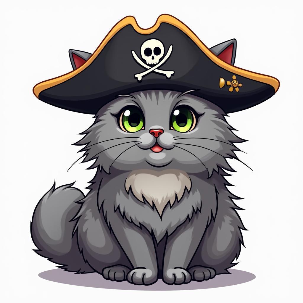 Green Eyed Persian Cat in a Pirate Hat