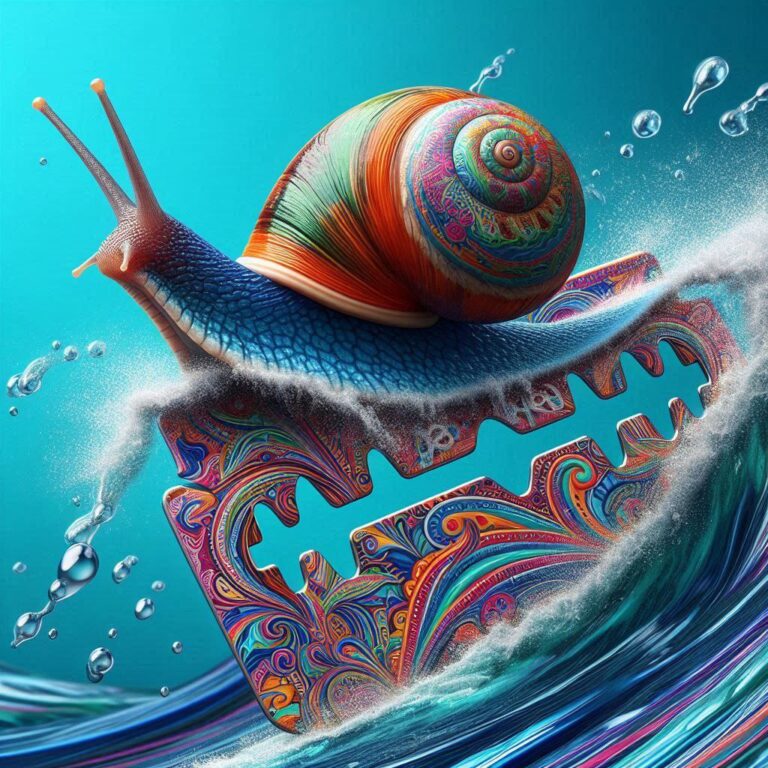 Snail Surfing on Paisley Razor Blade