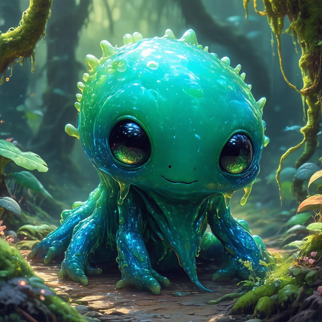 Adorable Slimy Alien in Sharp Vector Lines