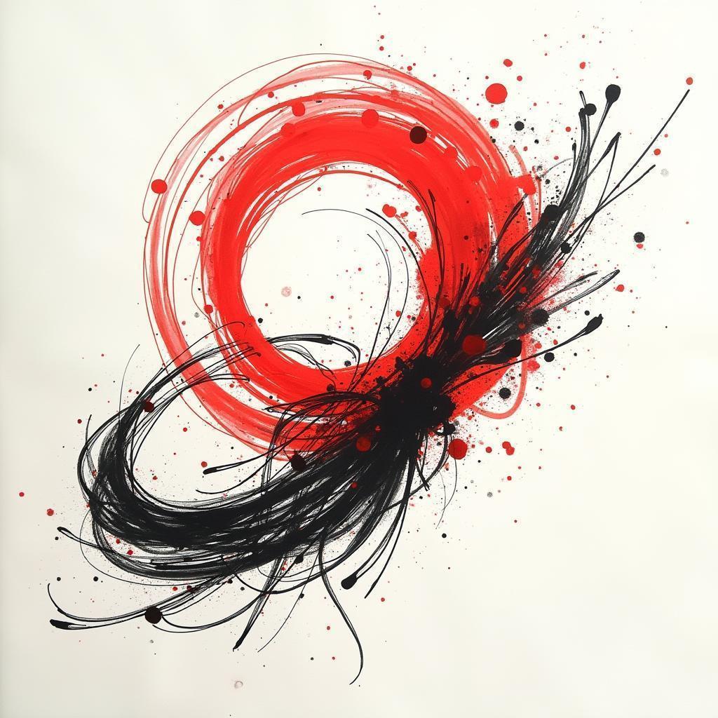 Manga Red Swirl Above a Dashed Line