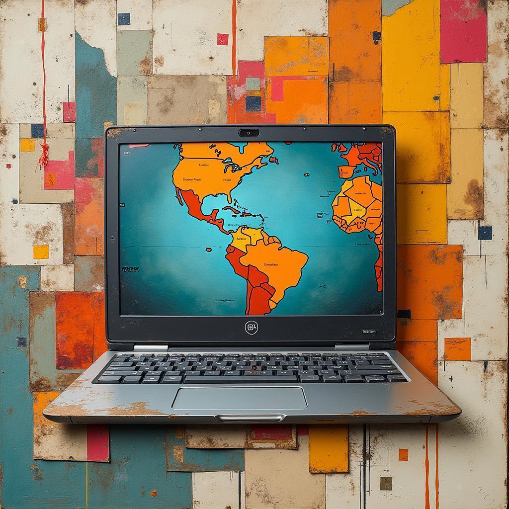 Laptop Reimagined as Mixed Media Collage