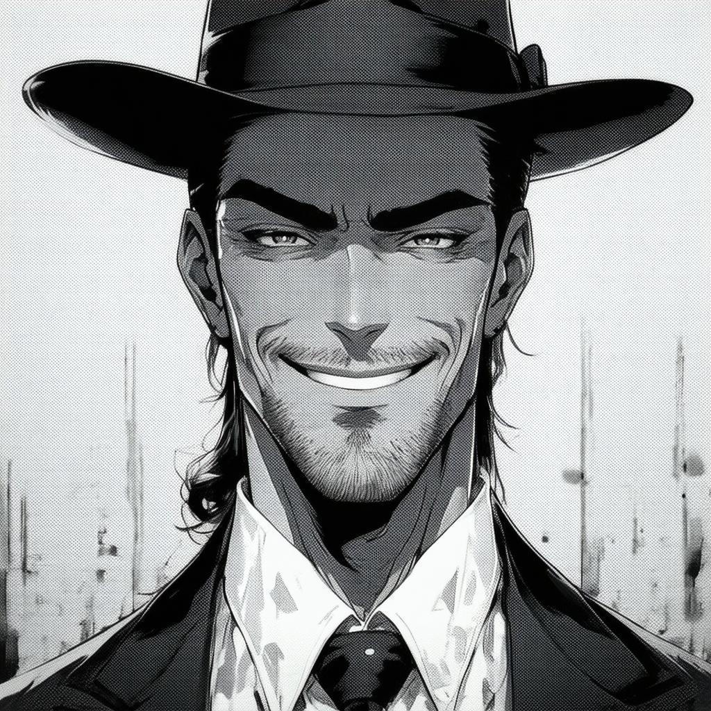 Cheerful Mafia Man in Monochrome Anime