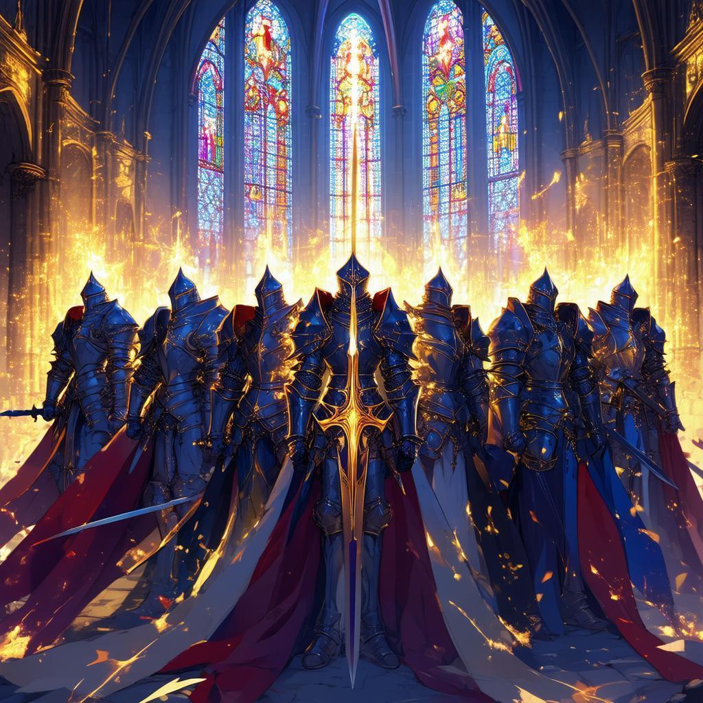 Seven Knights Aglow in Gothic Stained Light