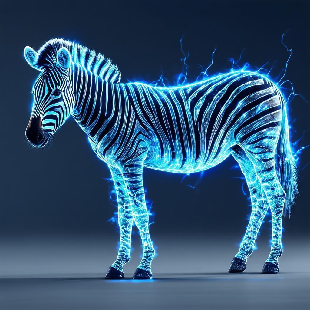 Zebra With Electric Blue Stripes in Anime