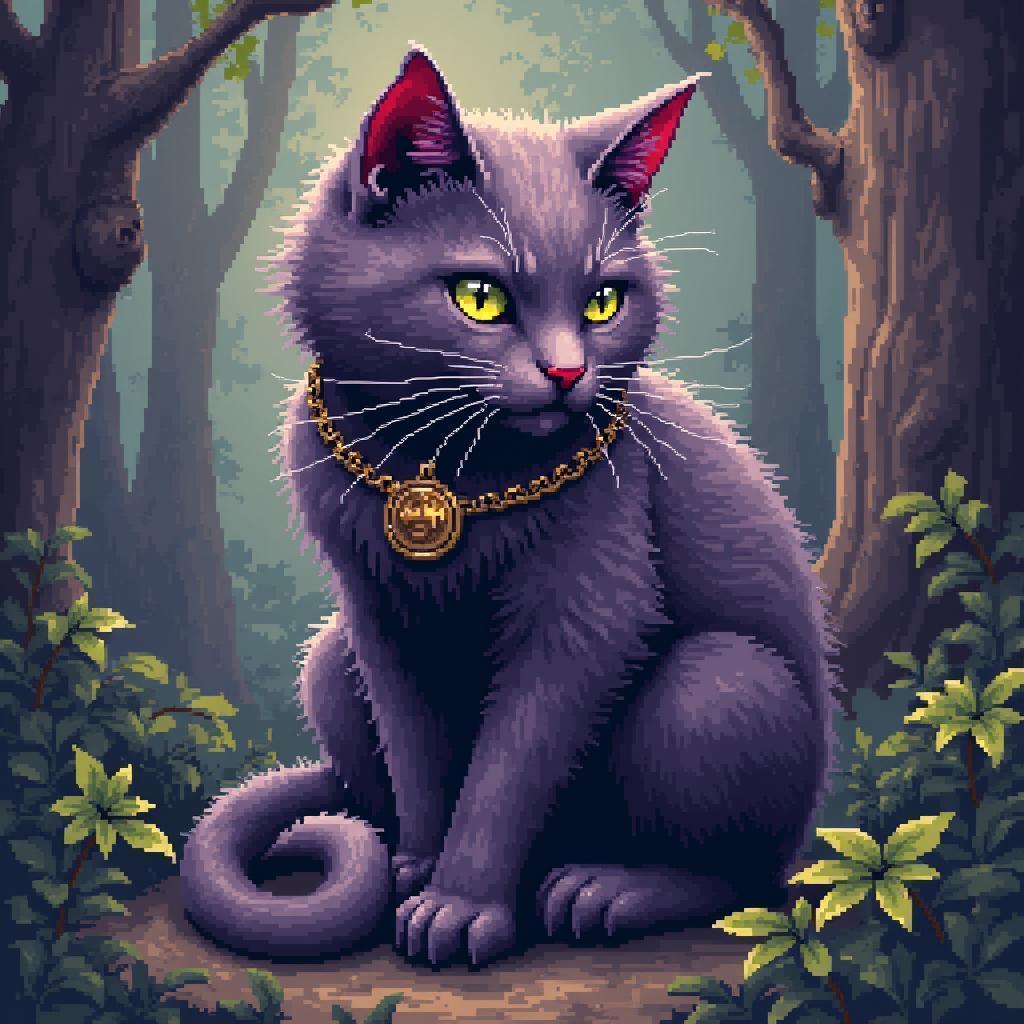 Retro Pixel Cat Denning of DnD Lore