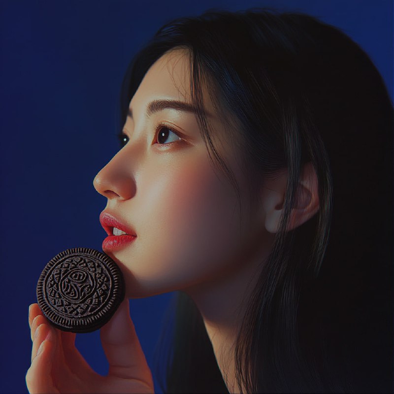 Photo-Realistic Close-Up of Woman with Oreo