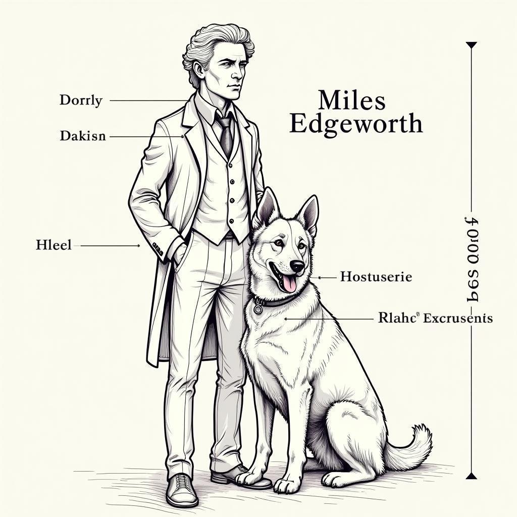 Technical Illustration of Miles Edgeworth and Dog