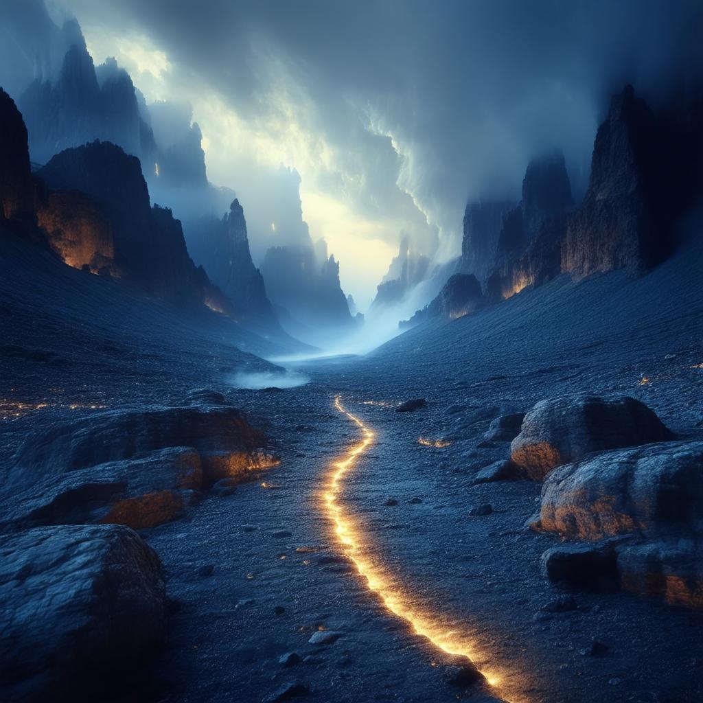 Illuminated Path Through an Ethereal Cinematic Landscape