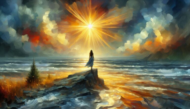 Golden Girl at Dawn with Sunbeams