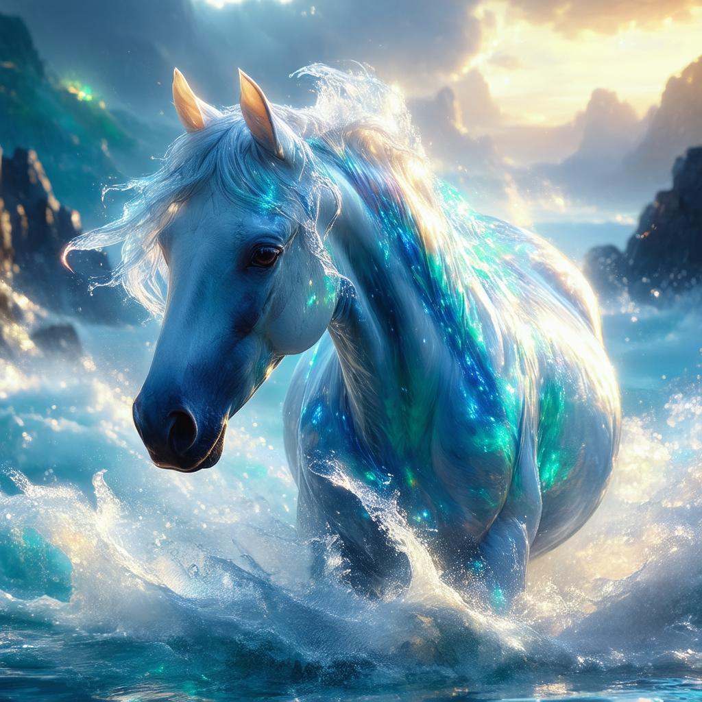Ethereal Water Foam Horse Anime Key Visual