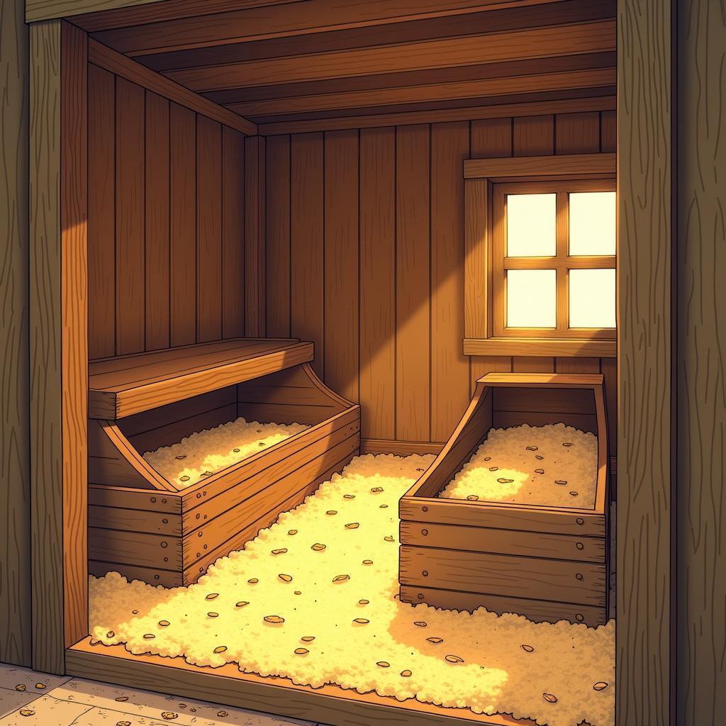 Cozy Manga Chicken Coop With Golden Shavings