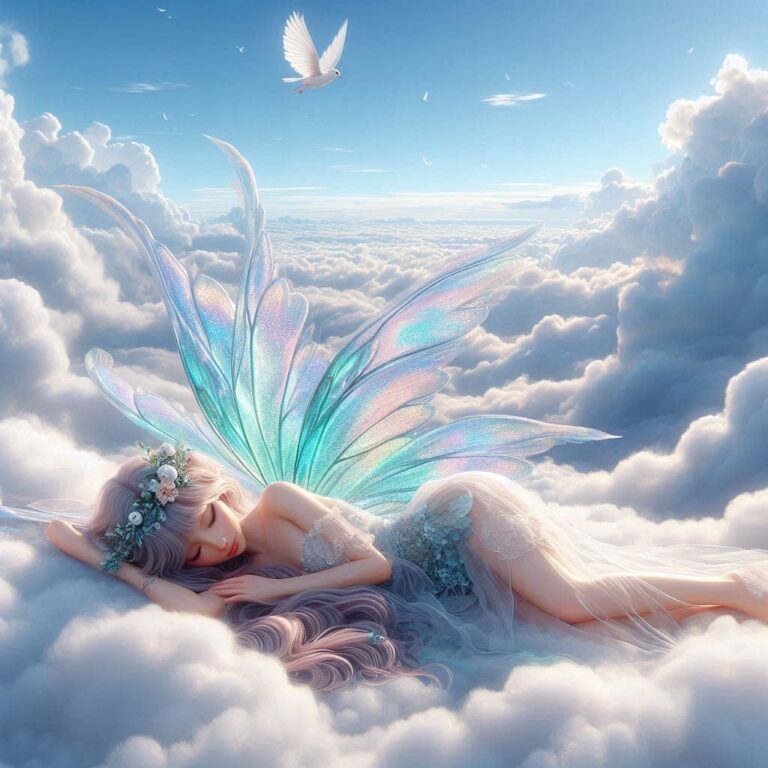Serene Fairy Lying on Clouds