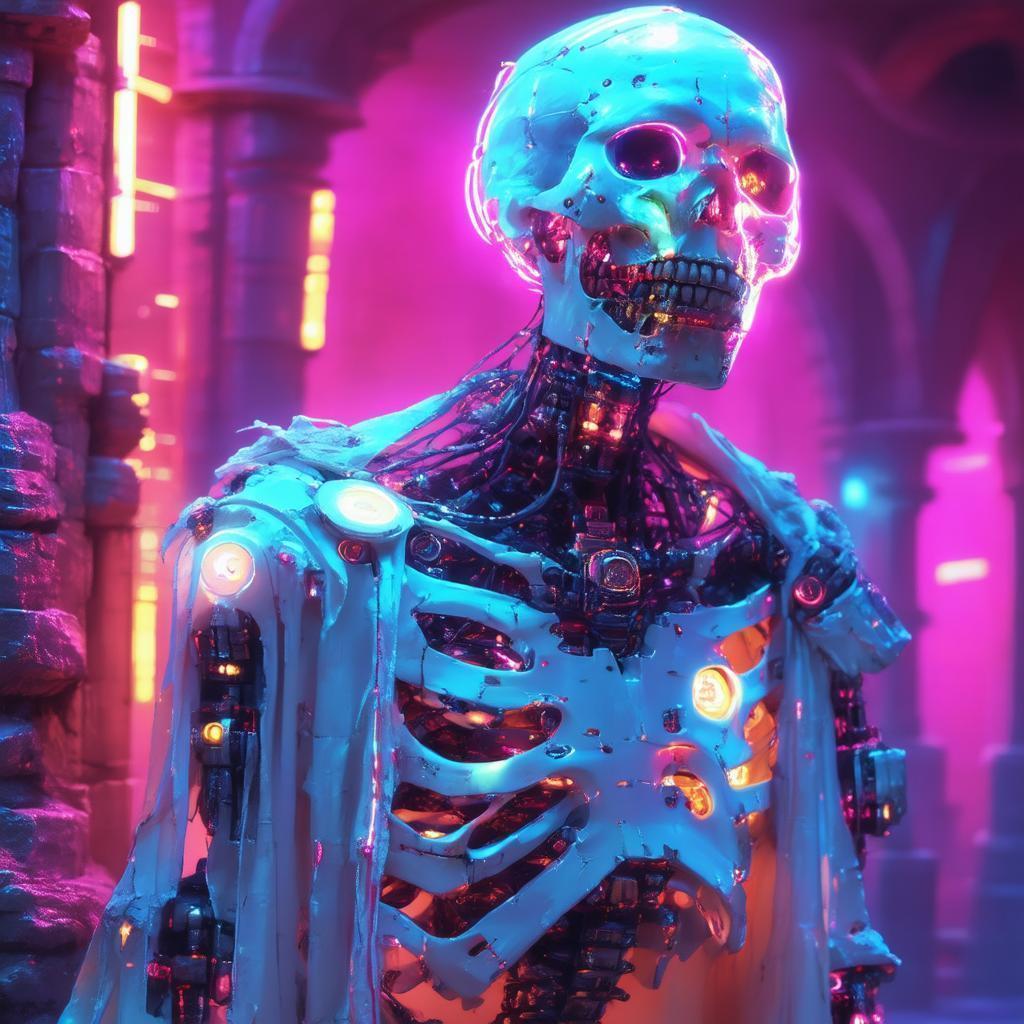 Neonpunk Snow White as Cybernetic Mummy