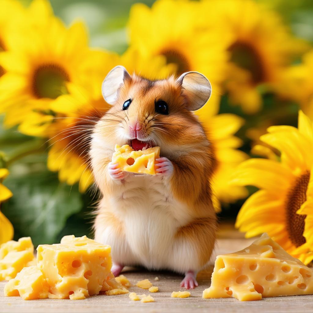 Ginger Hamster Munching Cheese on Provia Film