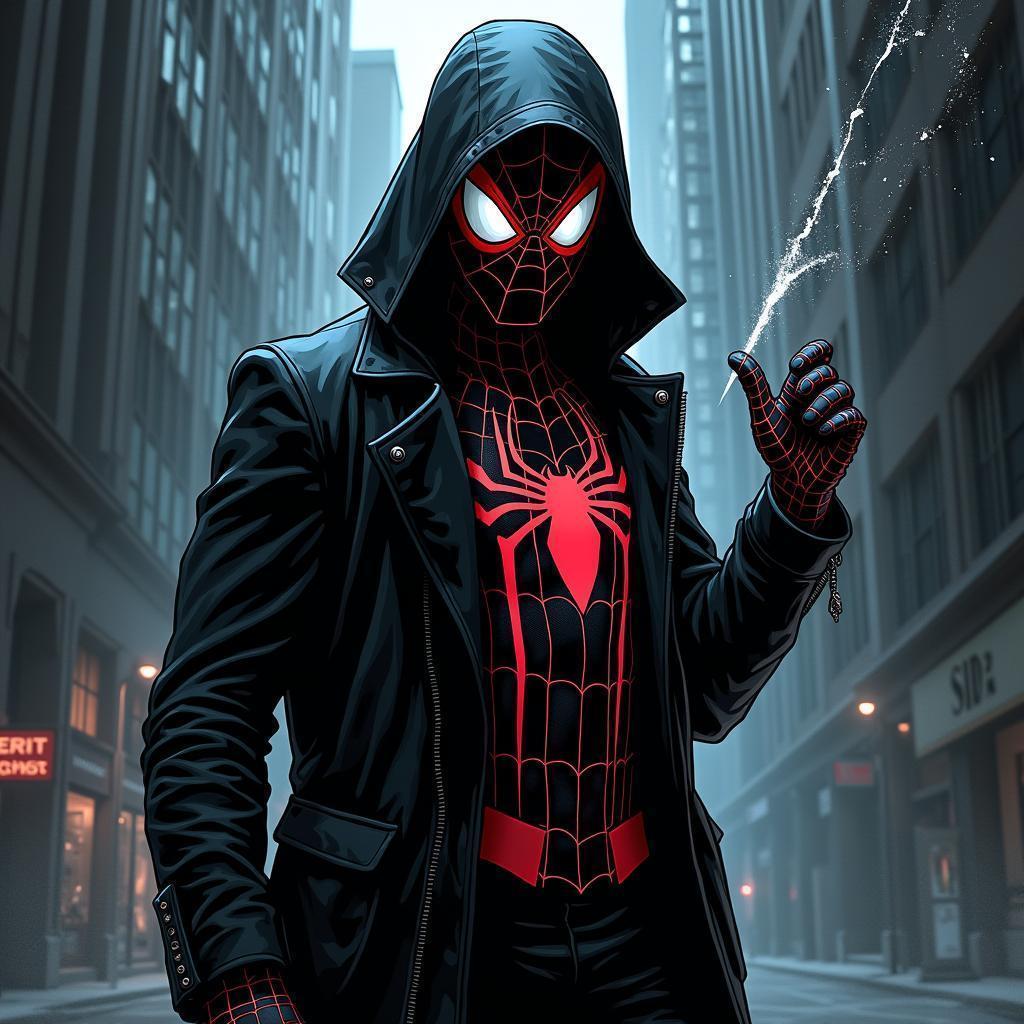 Spider Man Noir in Moody Manga Style