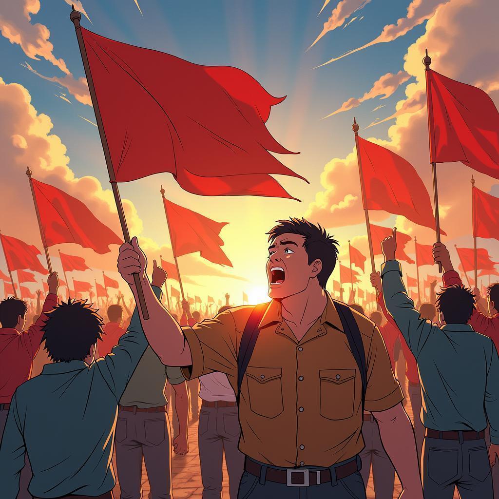 Ghibli Workers Uprising With Red Flags