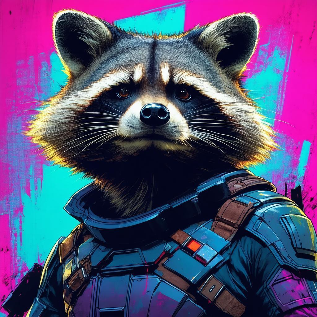 Rocket Raccoon in Bold Comic Book Style