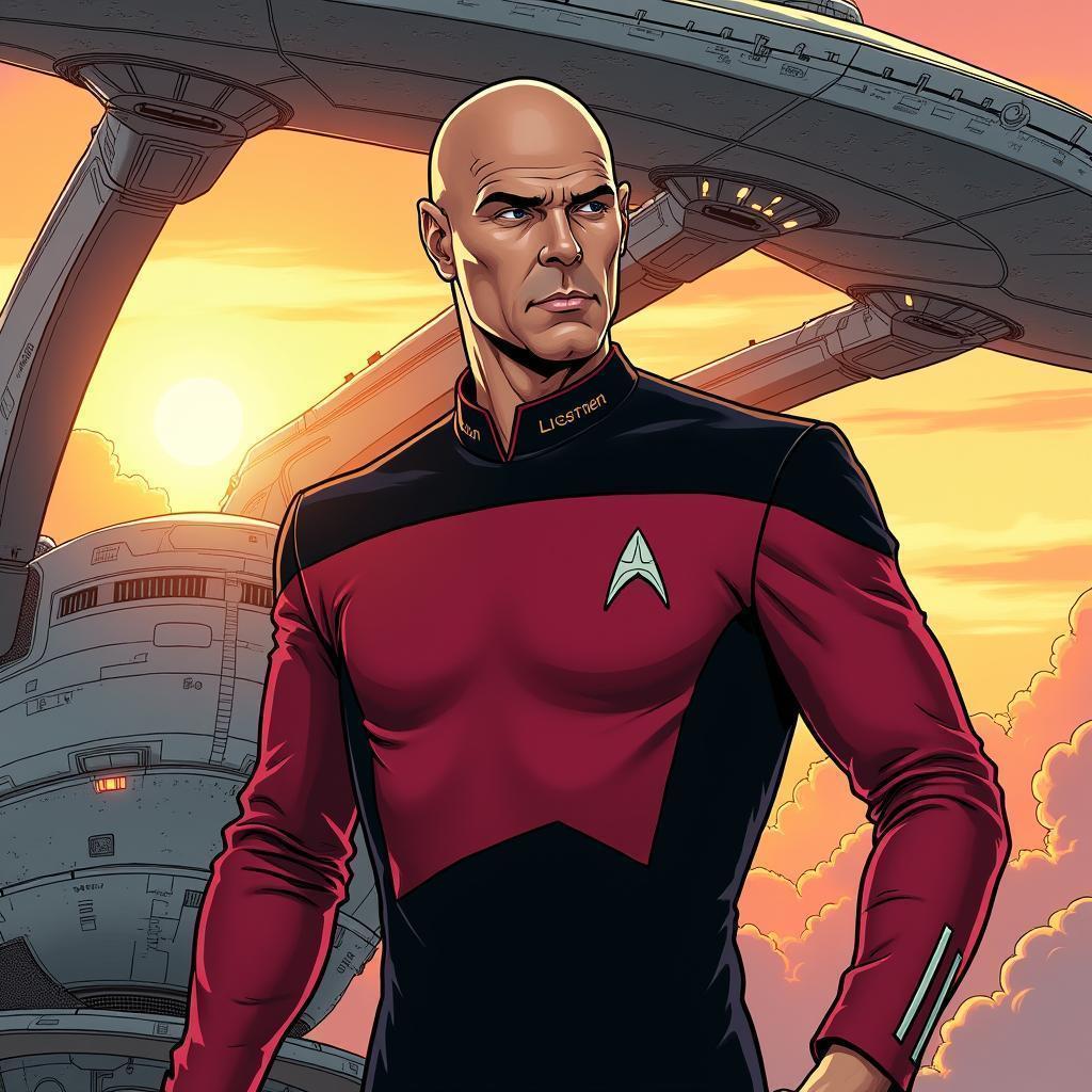 Manga Picard Aboard the USS Enterprise