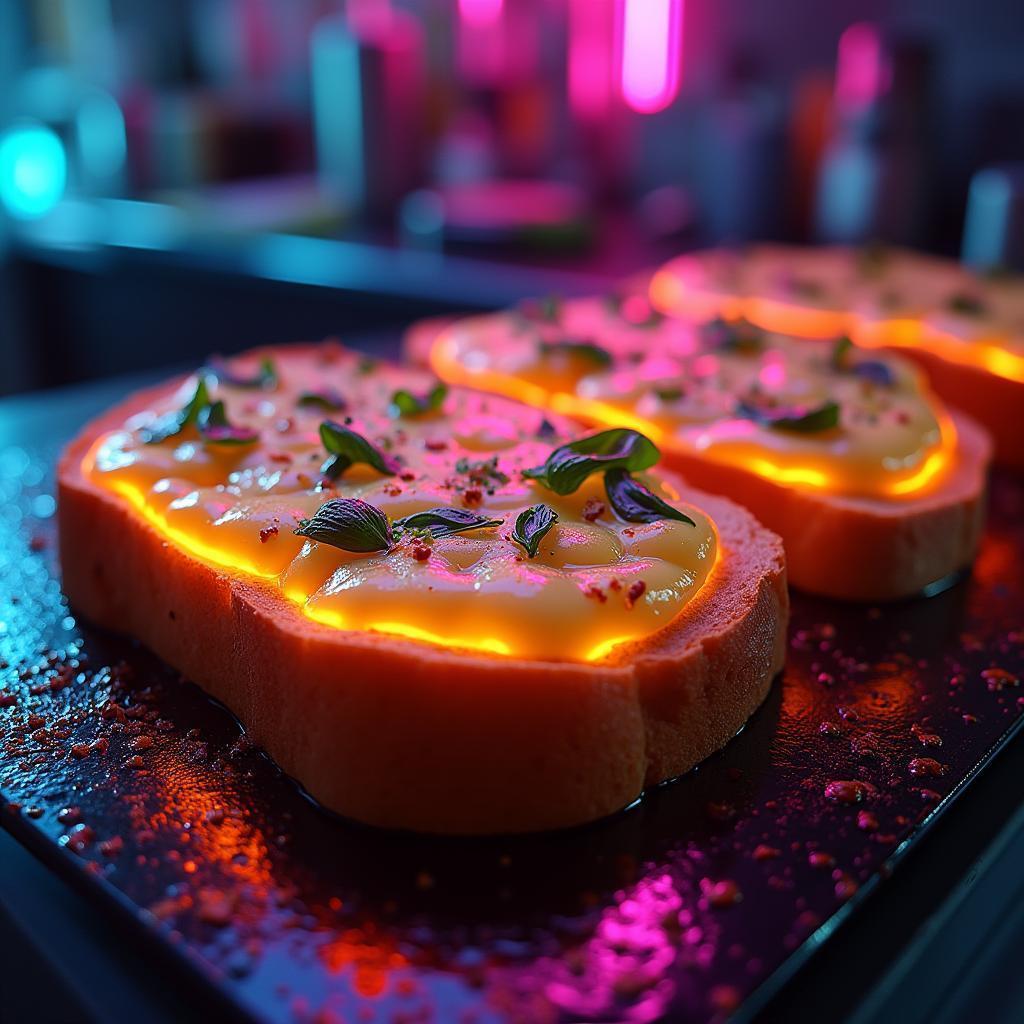 Neon Glazed Garlic Bread in Cyber Kitchen