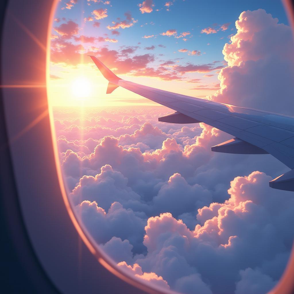 Anime Cloudscape From an Airplane Window