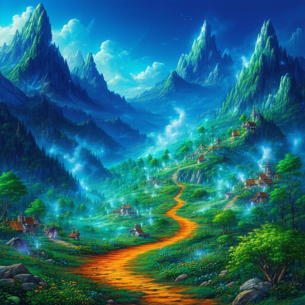 Winding Orange Path Through Mystic Mountains