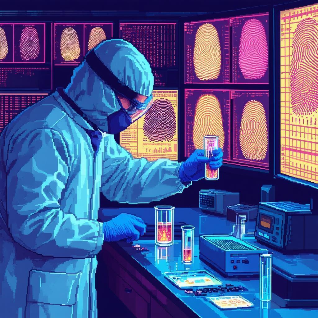 Pixel Forensic Scientist Examines Fingerprints
