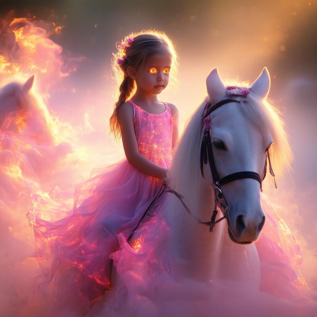 Flame Eyed Girl Astride a Spectral Steed