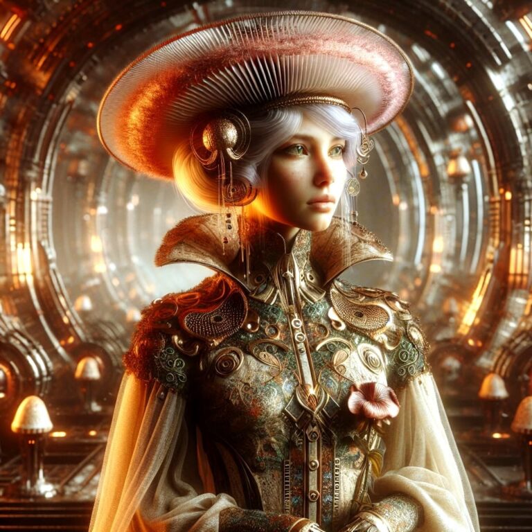 Futuristic Galadriel with Mushroom Hat Art