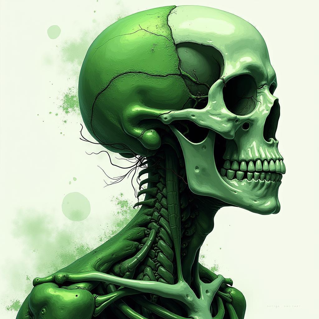 Anatomical Study of a Green Skull Creature