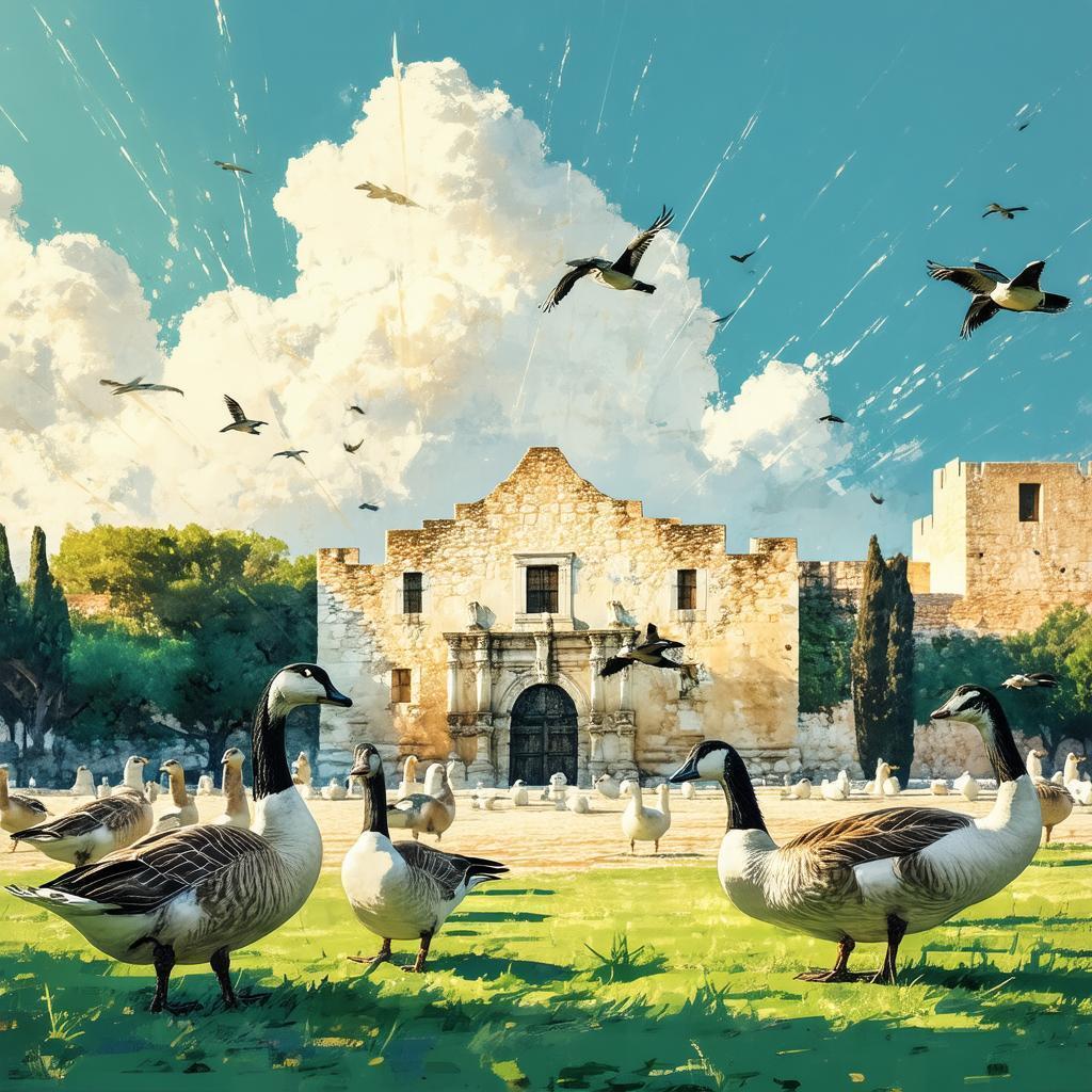 Manga Geese Gathered Before the Alamo