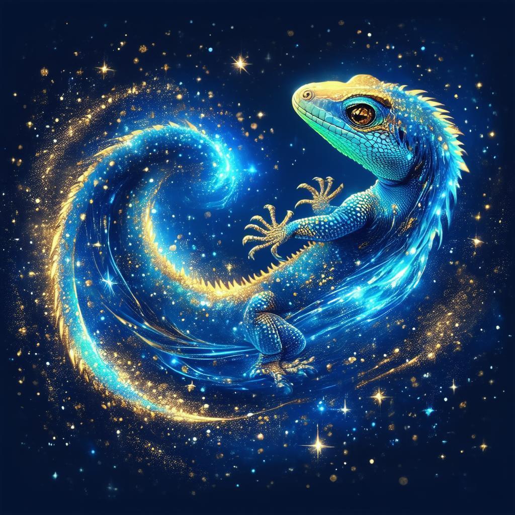 Celestial Lizard Aglow in Cosmic Dust