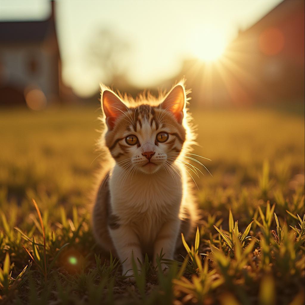 Sunlit Cat on Vivid Seventies Ektachrome