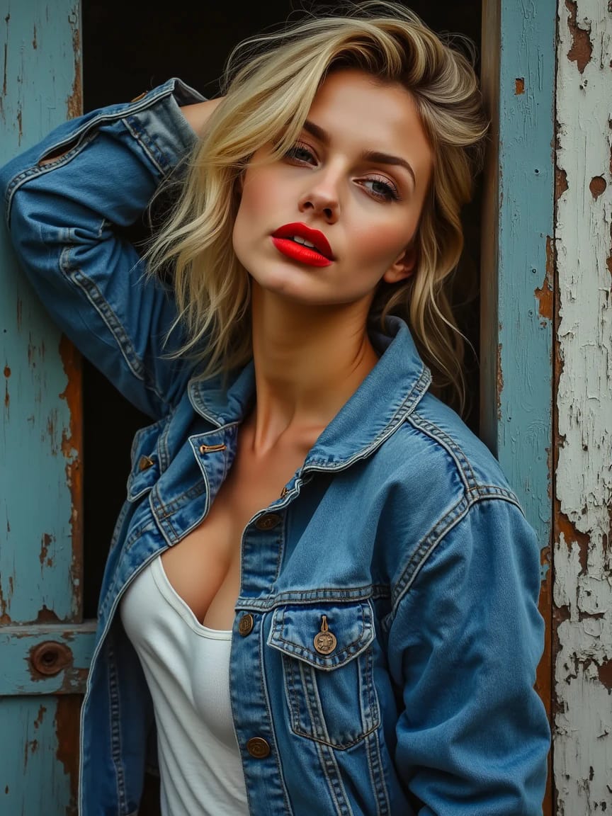 Bold Portrait of Woman in Denim