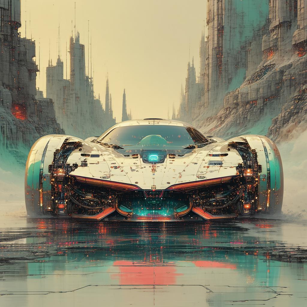 Pastel Cyber Vintage Supercar in Ornate Detail