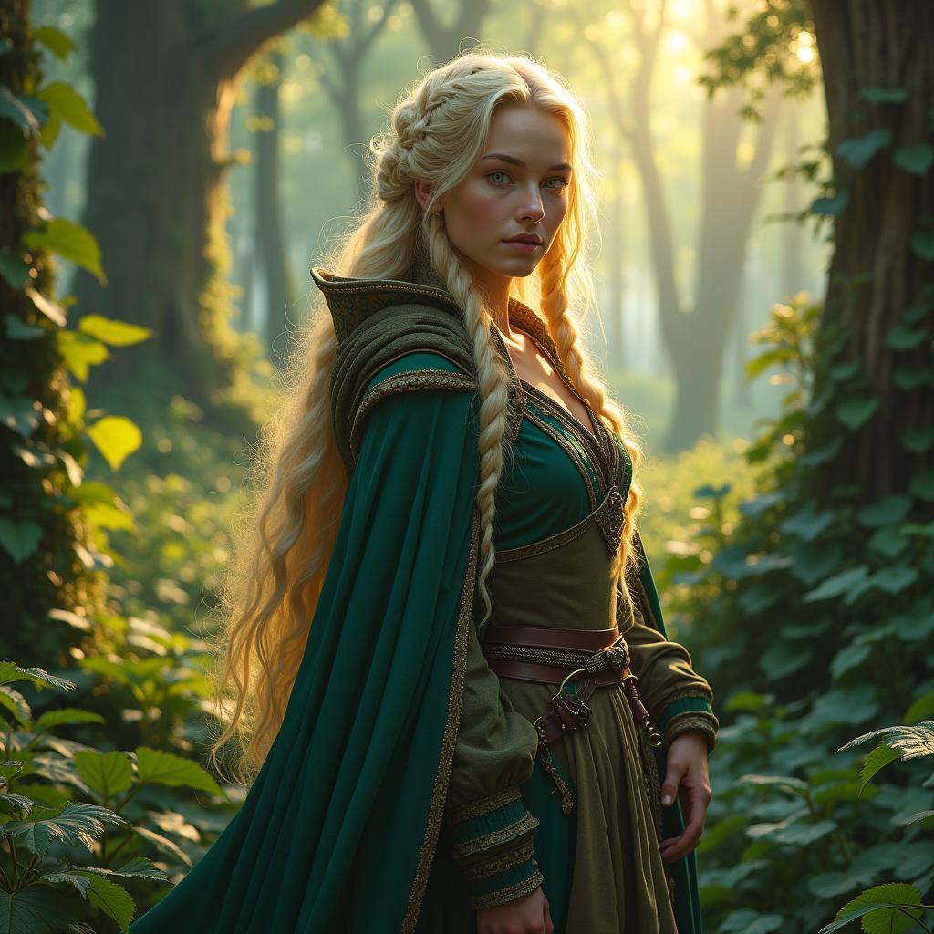 Blonde Braided Mage of the Enchanted Forest
